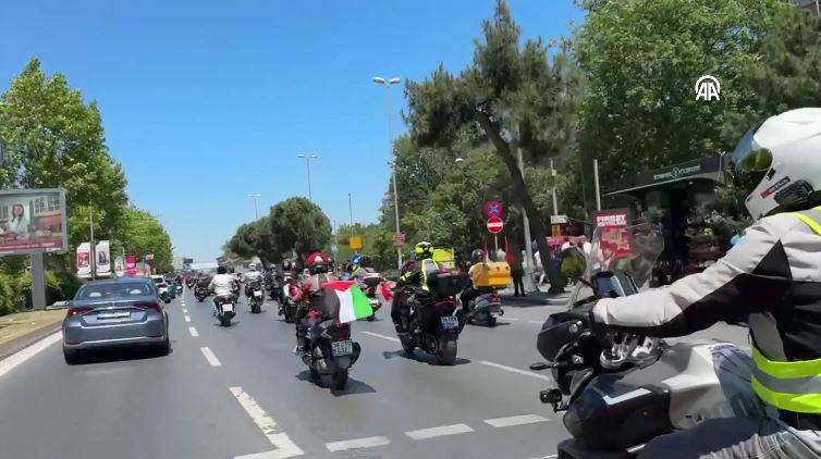 Motosikletlilerden İsrail Başkonsolosluğu önünde ‘soykırım’ protestosu 17